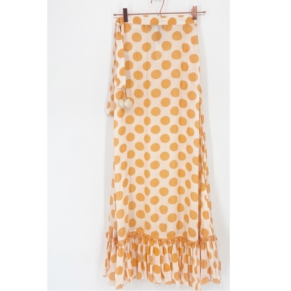 NWT Lovers + Friends Polka Dot Wrap Skirt in Golden Yellow XXS - Picture 3 of 12